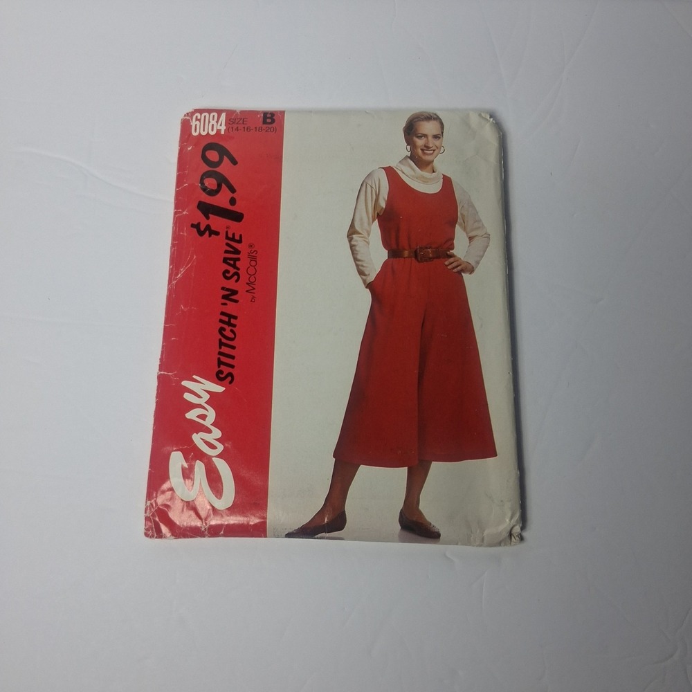 Vintage 1992 McCall's Stitch 'N‎ Save 6084 Jumper Dress & Top Pattern Uncut Sz B